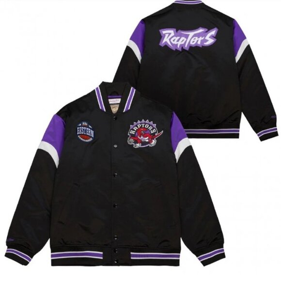 Toronto Raptors Mitchell and Ness Heavyweight Satin Bomber - Large - Picture 1 of 8